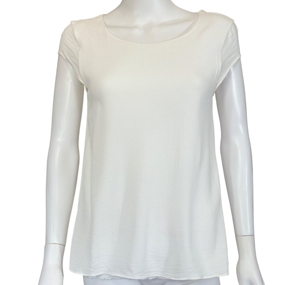 Wilfred Free Top Womens S White Rayon Short Sleeve Lightweight Pullover